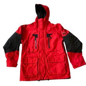 Cabelas Red Gore-Tex Waterproof  Jacket Multiple Pockets Zip Closure Small